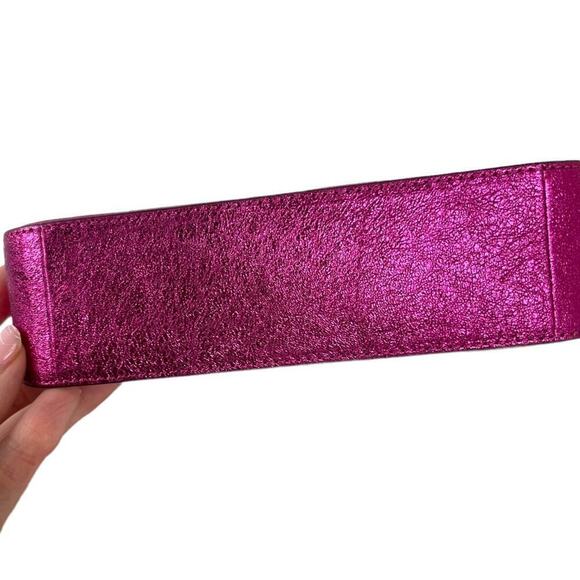 Michael Kors Jet Set Travel Metallic Hot Pink Gold Chain Pochette Bag Purse - Picture 7 of 16